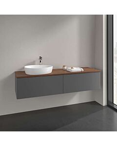 Villeroy &amp; Boch Antao vanity unit K37052GK with 2 drawers, 1600 x 360 x 500 mm, smooth front, Anthracite Matt Lacquer / Warm Walnut