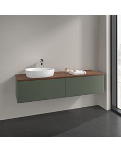 Villeroy und Boch Antao vanity unit K37012HL 160x36x50cm, washbasin top color warm walnut, leaf green matt lacquer