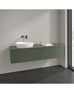 Villeroy und Boch Antao meuble sous-vasque K37150HL 160x36x50cm, trou pour robinetterie, plaque de lavabo laquée couleur, laque mate vert feuille