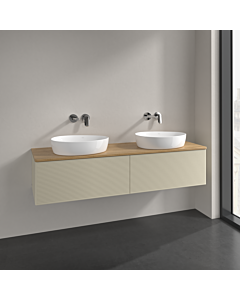 Villeroy und Boch Antao vanity unit K39111HJ 160x36x50cm, washbasin top colour honey oak, silk grey matt lacquer