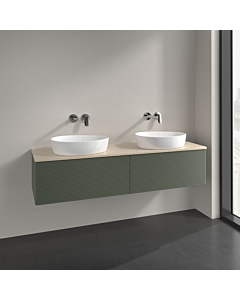 Villeroy und Boch Antao vanity unit K39113HL 160x36x50cm, washbasin top colour botticino, leaf green matt lacquer