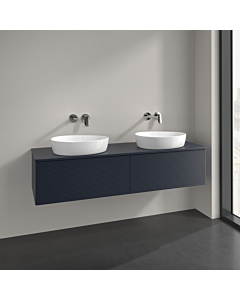 Villeroy und Boch Antao meuble sous-vasque K39150HG 160x36x50cm, trou pour robinetterie, plaque de lavabo laquée couleur, laque mate bleu nuit