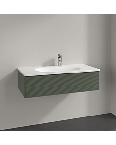 Villeroy und Boch Antao Waschtisch-Unterschrank L02100HL 98,8x25,6x49,3cm, mit Frontstruktur, leaf green matt lacquer, mit Beleuchtung