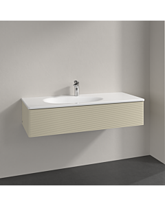 Villeroy und Boch Meuble sous-vasque Antao L03100HJ 118,8x25,6x49,3cm, avec structure frontale, laqué mat gris soie, avec éclairage