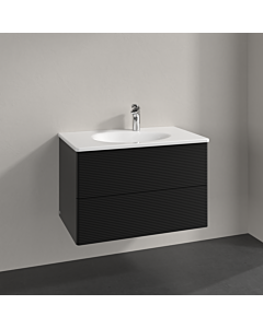 Villeroy und Boch Antao vanity unit L04100PD 78.8x50.4x49.6cm, with front structure, black matt lacquer, with lighting