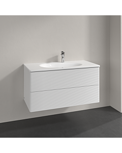 Villeroy und Boch Antao Waschtisch-Unterschrank L05100GF 98,8x50,4x49,6cm, mit Frontstruktur, glossy white lacquer, mit Beleuchtung