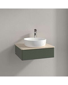 Villeroy &amp; Boch Antao vanity unit L07113HL 60x19x50cm, washbasin top color botticino, leaf green matt lacquer