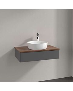 Villeroy &amp; Boch Antao vanity unit L08012GK with lighting, 1 drawer, 800 x 190 x 500 mm, smooth front, Anthracite Matt Lacquer / Warm Walnut