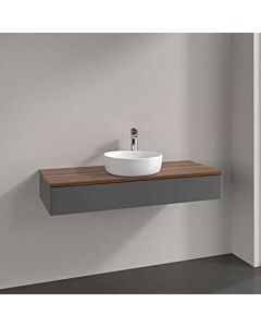 Villeroy &amp; Boch Antao vanity unit L10052GK with lighting, 1 drawer, 1200 x 190 x 500 mm, smooth front, Anthracite Matt Lacquer / Warm Walnut