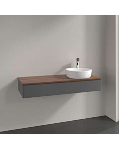 Villeroy und Boch Antao Waschtisch-Unterschrank L12012GK mit Beleuchtung, 1 Auszug, 1200 x 190 x 500 mm, Front ohne Struktur, Anthracite Matt Lacquer / Warm Walnut