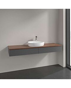 Meuble vasque Villeroy &amp; Boch Antao L14112GK 160 x 19 x 50 cm, plan vasque couleur noyer chaud, laque anthracite mate