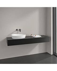 Meuble sous vasque Villeroy und Boch L15050PD 160x19x50cm, trou pour robinetterie, plan vasque laqué noir mat