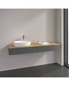 Villeroy und Boch sous vasque Antao L15051GK 160x19x50cm, trou pour robinetterie, plan vasque couleur chêne miel, laqué mat anthracite