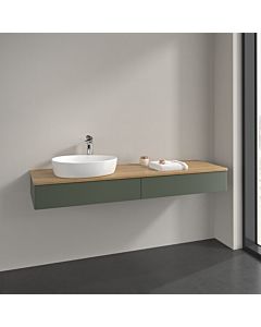 Villeroy und Boch Antao vanity unit L15051HL 160x19x50cm, tap hole, washbasin top color honey oak, leaf green matt lacquer