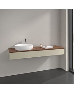 Villeroy und Boch Antao vanity unit L15052HJ 160x19x50cm, tap hole, washbasin top color warm walnut, silk grey matt lacquer