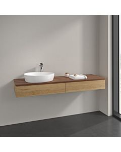 Villeroy und Boch sous vasque Antao L15052HN 160x19x50cm, trou pour robinetterie, plan vasque couleur noyer chaud, chêne miel