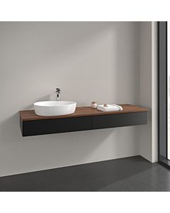 Villeroy und Boch Antao Waschtisch-Unterschrank L15052PD 160x19x50cm, Hahnlochbohrung, Waschbeckenplattenfarbe warm walnut, black matt lacquer