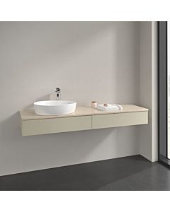 Villeroy und Boch Antao vanity unit L15053HJ 160x19x50cm, tap hole, washbasin top color botticino, silk grey matt lacquer