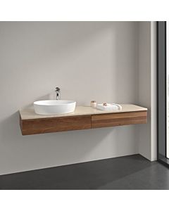 Villeroy und Boch Antao vanity unit L15053HM 160x19x50cm, tap hole, washbasin top color botticino, warm walnut