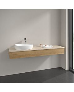 Villeroy und Boch sous-vasque Antao L15053HN 160x19x50cm, trou pour robinetterie, plan vasque couleur botticino, chêne miel