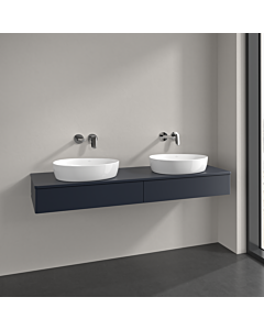 Villeroy und Boch Antao meuble sous-vasque L17050HG 160x19x50cm, trou pour robinetterie, plaque de lavabo laquée couleur, laqué mat bleu nuit, avec éclairage