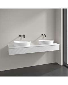 Villeroy und Boch Antao Waschtisch-Unterschrank L17150GF 160x19x50cm, Hahnlochbohrung, Waschbeckenplattenfarbe Lack, glossy white lacquer, Mit Beleuchtung