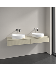 Villeroy und Boch Antao Waschtisch-Unterschrank L17150HJ 160x19x50cm, Hahnlochbohrung, Waschbeckenplattenfarbe Lack, silk grey matt lacquer, Mit Beleuchtung