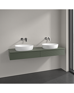 Villeroy und Boch Antao vanity unit L17150HL 160x19x50cm, tap hole, washbasin top colour lacquer, leaf green matt lacquer, with lighting