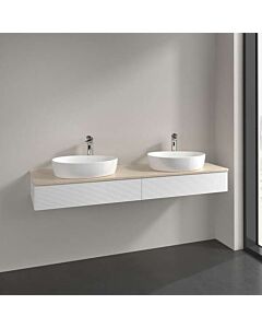Villeroy &amp; Boch Antao vanity unit L17153MT 160x19x50cm, tap hole, washbasin top color botticino, white matt lacquer