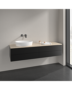 Villeroy und Boch Antao Waschtisch-Unterschrank L26013PD 160x36x50cm, Waschbeckenplattenfarbe botticino, black matt lacquer, mit Beleuchtung