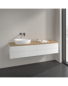 Villeroy und Boch Antao vanity unit L26111MT 160x36x50cm, washbasin top colour honey oak, white matt lacquer, with lighting