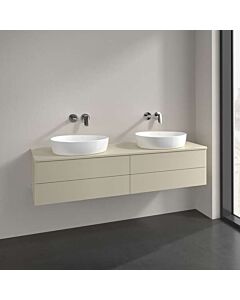 Villeroy &amp; Boch Antao vanity unit L28050HJ with lighting, 4 drawers, 1600 x 360 x 500 mm, smooth front, Silk Grey Matt Lacquer / Silk Grey Matt Lacquer