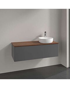 Villeroy &amp; Boch Antao vanity unit L34052GK with lighting, 1 drawer, 1200 x 360 x 500 mm, smooth front, Anthracite Matt Lacquer / Warm Walnut