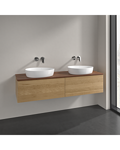 Villeroy und Boch Antao Waschtisch-Unterschrank L39012HN 160x36x50cm, Waschbeckenplattenfarbe warm walnut, honey oak, Mit Beleuchtung