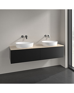 Villeroy und Boch Antao vanity unit L39013PD 160x36x50cm, washbasin top colour botticino, black matt lacquer, with lighting