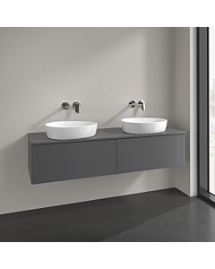 Villeroy und Boch Antao vanity unit L39050GK 160x36x50cm, tap hole, washbasin top colour lacquer, anthracite matt lacquer, with lighting