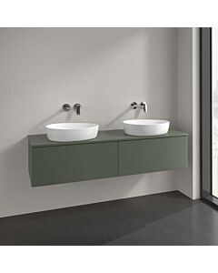 Villeroy und Boch Antao Waschtisch-Unterschrank L39050HL mit Beleuchtung, 2 Auszüge, 1600 x 360 x 500 mm, Front ohne Struktur, Leaf Green Matt Lacquer / Leaf Green Matt Lacquer