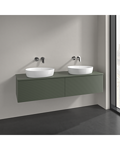 Villeroy und Boch Antao Waschtisch-Unterschrank L39110HL 160x36x50cm, Waschbeckenplattenfarbe Lack, leaf green matt lacquer, Mit Beleuchtung