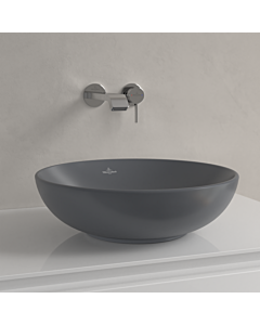Villeroy und Boch Loop & friends Aufsatz-Waschtisch 4A4600i4 Ø 42cm, ohne Hahnlochbank, mit Überlauf, graphite C-plus