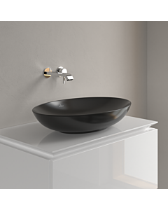 Villeroy und Boch Loop & friends Aufsatz-Waschtisch 4A4800S5 62x42cm, oval, ohne Hahnlochbank, mit Überlauf, ebony C-plus