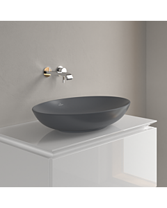 Vasque à poser Villeroy &amp; Boch Loop &amp; friends 4A4801i4 62 x 42 cm, ovale, sans plage de robinetterie, sans trop-plein, finition graphite CeramicPlus