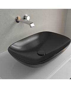 Villeroy und Boch Loop & friends Aufsatz-Waschtisch 4A4900S5 56x38cm, ohne Hahnlochbank, mit Überlauf, ebony CeramicPlus