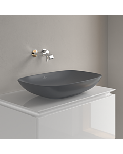 Villeroy und Boch Loop & friends Aufsatz-Waschtisch 4A5000i4 62x42cm, ohne Hahnlochbank, mit Überlauf, graphite C-plus