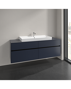 Villeroy und Boch Collaro Waschtischunterschrank C031B0VQ 160x54,8x50cm, Waschtisch mittig, LED-Beleuchtung 12W, marine blue