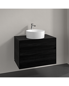 Villeroy und Boch Collaro meuble sous-vasque C03700AB 80x54,8x50cm, vasque au milieu, chêne noir