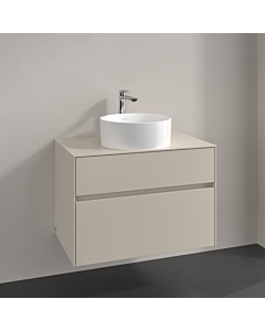 Villeroy und Boch Collaro vanity unit C03700VN 80x54.8x50cm, washbasin in the middle, cashmere grey