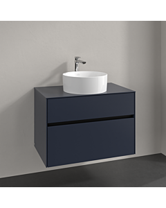 Villeroy und Boch Collaro meuble sous-vasque C03700VQ 80x54,8x50cm, lavabo au milieu, bleu marine