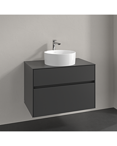Villeroy und Boch Collaro meuble sous-vasque C03700VR 80x54,8x50cm, lavabo au milieu, graphite