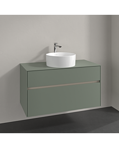 Villeroy und Boch Collaro meuble sous-vasque C03800AF 100x54,8x50cm, lavabo au milieu, vert tendre