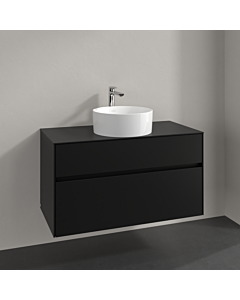 Villeroy und Boch Collaro meuble sous-vasque C038B0VL 100x54,8x50cm, lavabo au milieu, éclairage LED 7,3 W, noir volcan